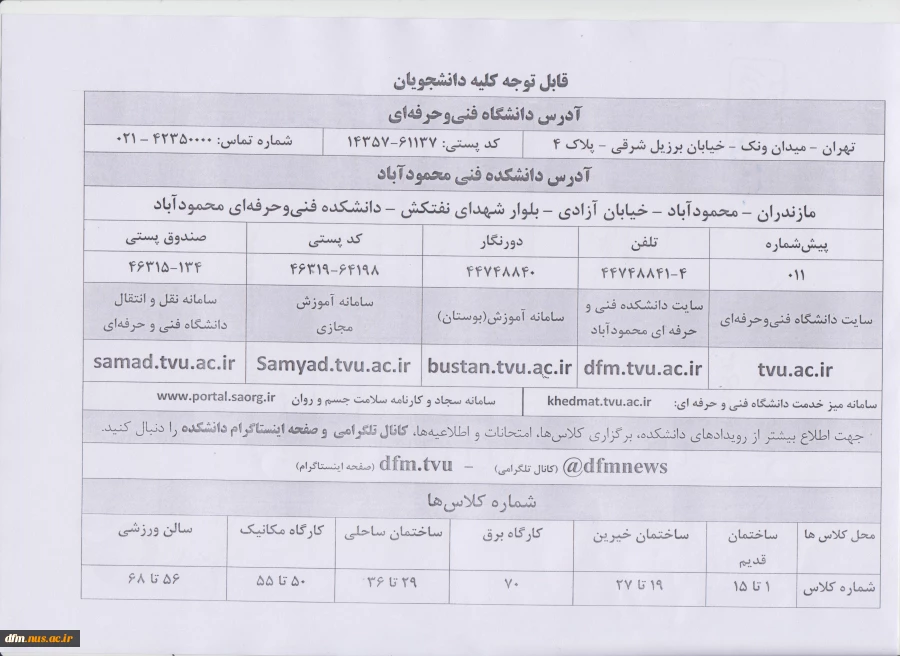 نحوه ارتباط با دانشکده 2