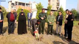 مراسم کلنگ‌زنی احداث مزار شهید خوشنام در  دانشکده فنی و حرفه ای محمودآباد 4