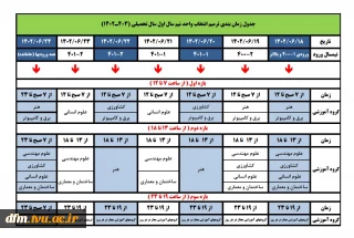 ترمیم انتخاب واحد نیم سال اول