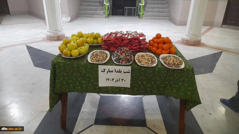 مراسم دورهمی شب یلدا در روز پنجشنبه ۳۰ آذر ماه جاری در خوابگاه‌دانشجویی دانشکده برگزار شد. 3